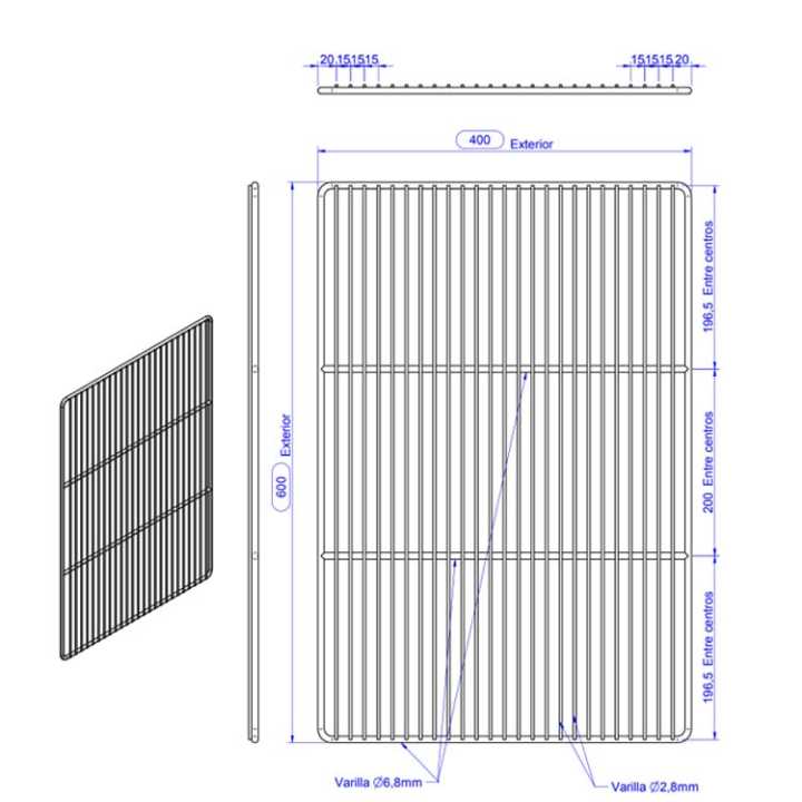 Prateleira Cromada EDENOX EVC 64 para Armários Frigoríficos, 60x40 cm