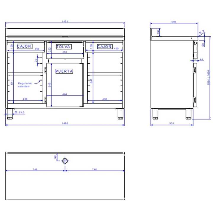 Mesa de Trabalho Inox com 2 Gavetas – 1500x600x1045mm
