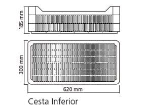 Cesto Inferior Removível 620x300x185mm para Armários Gastronorm