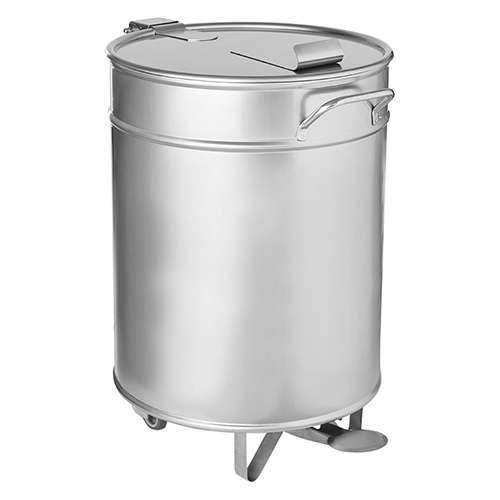 Balde de Detritos Inox com Pedal 50 Litros e Rodas