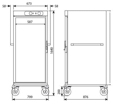 Carro Quente Inox 20 Pratos GN 2/1, 1 Porta, 230V