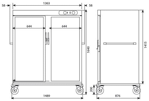 Carro Quente e Termoservidor GN 2/1, 1489mm, Capacidade 40 Pratos