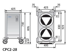 Dispensador de Pratos Aquecidos de Nível Constante, 90 Pratos Ø 280mm