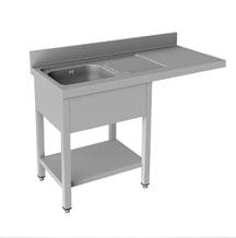 Mesa de Lavagem Inox c/ Cuba e Escorredor à Direita p/ Máquina
