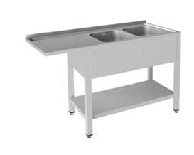 Mesa de Lavagem Inox com 2 Cubas e Escorredor Esquerdo