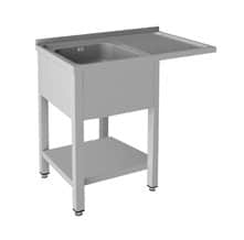 Mesa de Lavagem Inox com 1 Cuba e Escorredor Direita 100x50cm