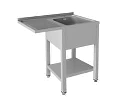 Mesa de Lavagem Inox com Uma Cuba e Escorredor Esquerdo 1000x500mm