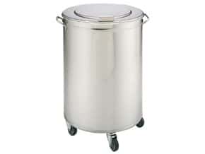 Balde de Resíduos Inox 105L com Tampa e 4 Rodas
