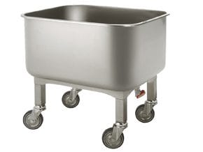 Cuba de Lavagem Inox com Rodas 80L - 600x500x600mm