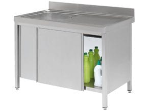 Armário Louceiro Inox 2 Portas Deslizantes 1200x600mm