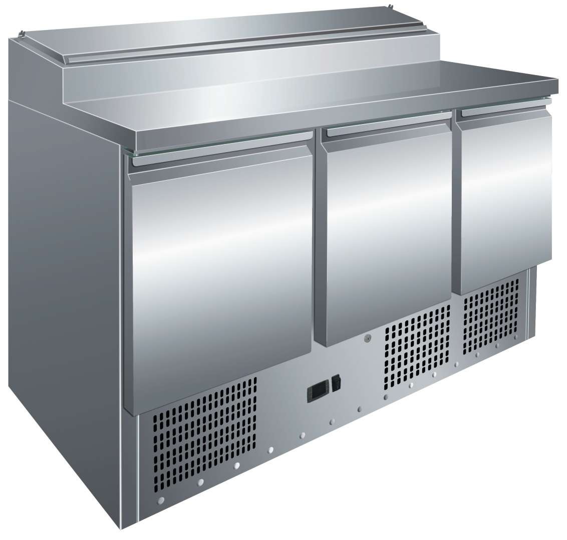 Mesa Refrigerada GN1/1 3 Portas para Preparação de Saladas