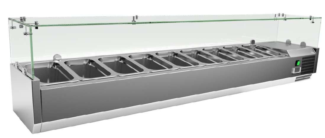 Vitrines Refrigeradas de Balcão GN1/4 – 8 Cubas – 1800mm