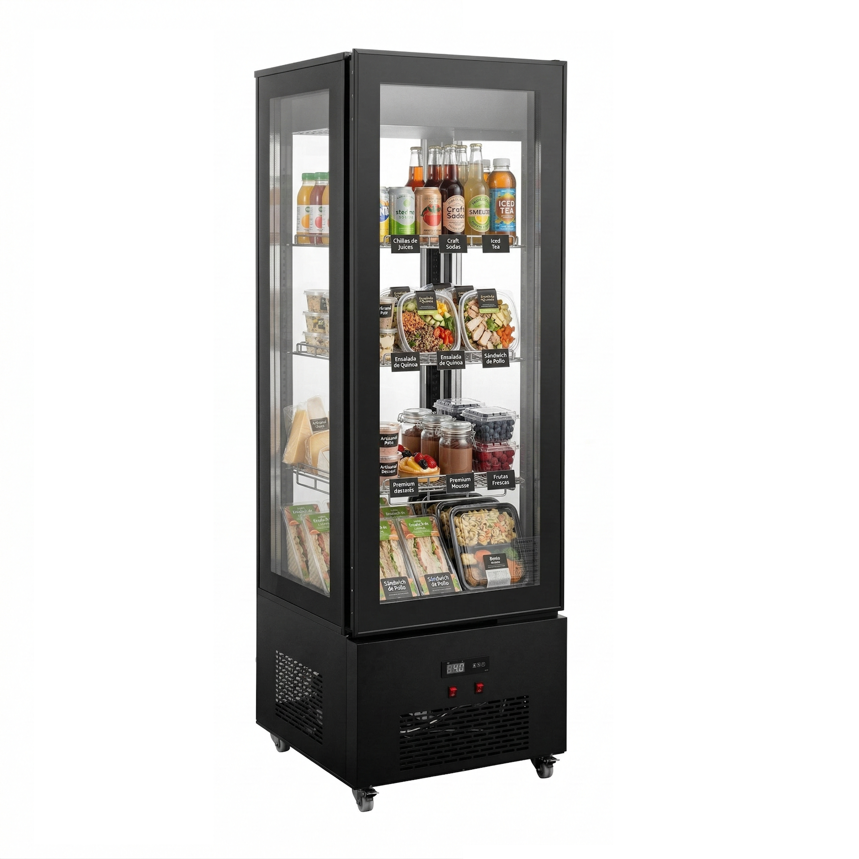 Armário Refrigerado Expositores 440L com 4 Faces de Vidro Linha Pekin
