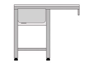 Mesa de Lavagem Inox c/ Cuba e Escorredor à Direita p/ Máquina