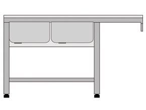 Mesa de Lavagem Inox com 2 Cubas e Escorredor Esquerdo