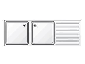 Bancada de Aço Inoxidável 1800x700mm com Lavatório e Escorredor à Direita