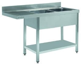 Mesa de Lavagem com 2 Cubas e Escoadouro Esquerdo 1800x700mm
