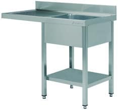 Mesa de Lavar Loiça Inox 1200x700mm com Cuba Esquerda