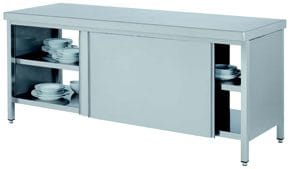 Mesa de Trabalho Central Inox com Porta de Correr 2000x700x850mm