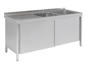 Armário Louceiro Inox com Escorredor Esquerdo 1200x500mm