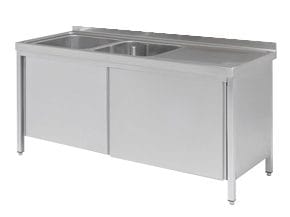 Armário Louceiro Inox com Escorredor à Direita 1200x500mm