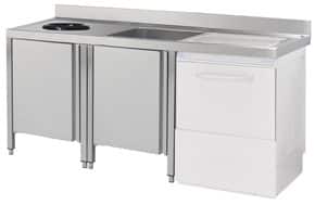 Mesa de Trabalho Mural Inox com Orifício para Descarte 600x700 mm