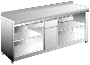 Mesa de Trabalho Inox com 2 Gavetas – 2550x600x1045mm