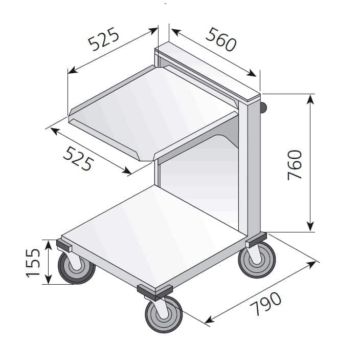 Carrinho de Transporte para Cestos de Loiça 500x500mm