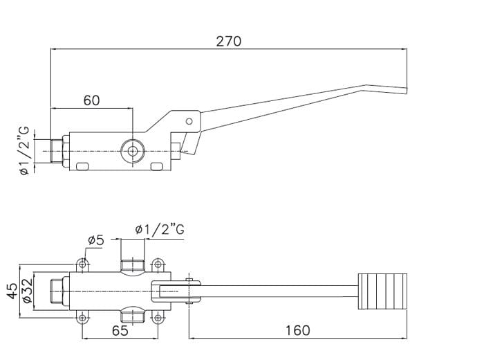 Torneira de Pedal de Duas Águas para Chão - Modelo G1P2S E