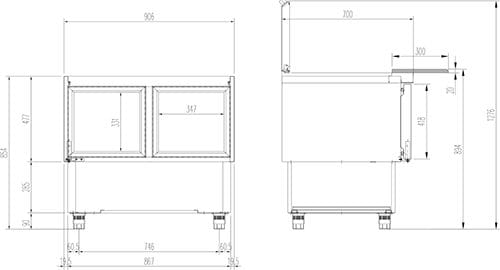 Mesa Refrigerada Saladete Gastronorm GN 1/1 + 1/6, 910mm