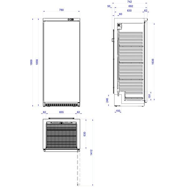 Armário Refrigerado Expositores 570L -1/+6ºC