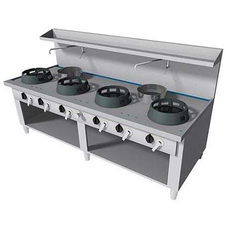 Fogão Wok a Gás com 6 Queimadores – 89 kW