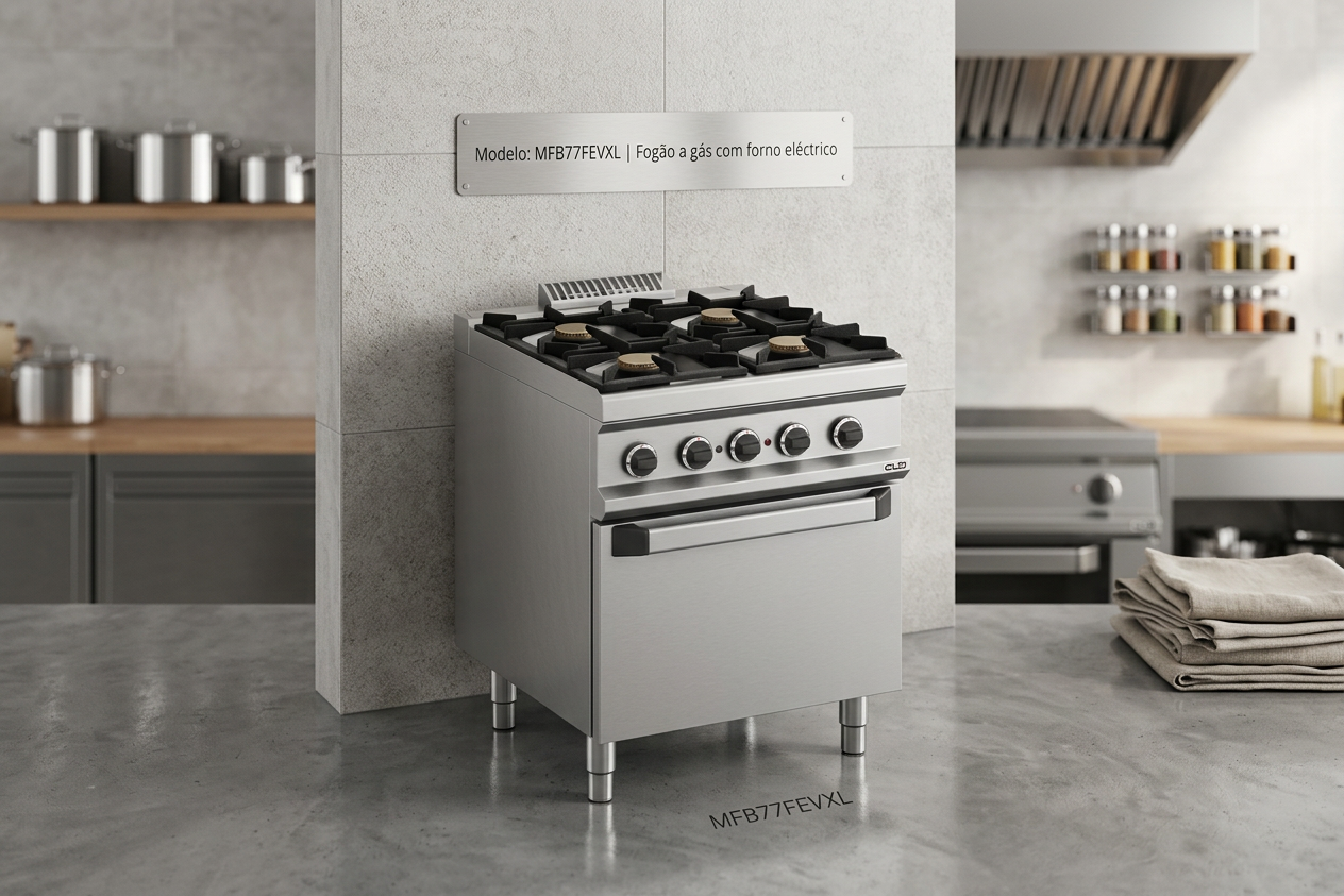 Fogão a Gás Profissional Linha 700 c/ 4 Queimadores e Forno Elétrico