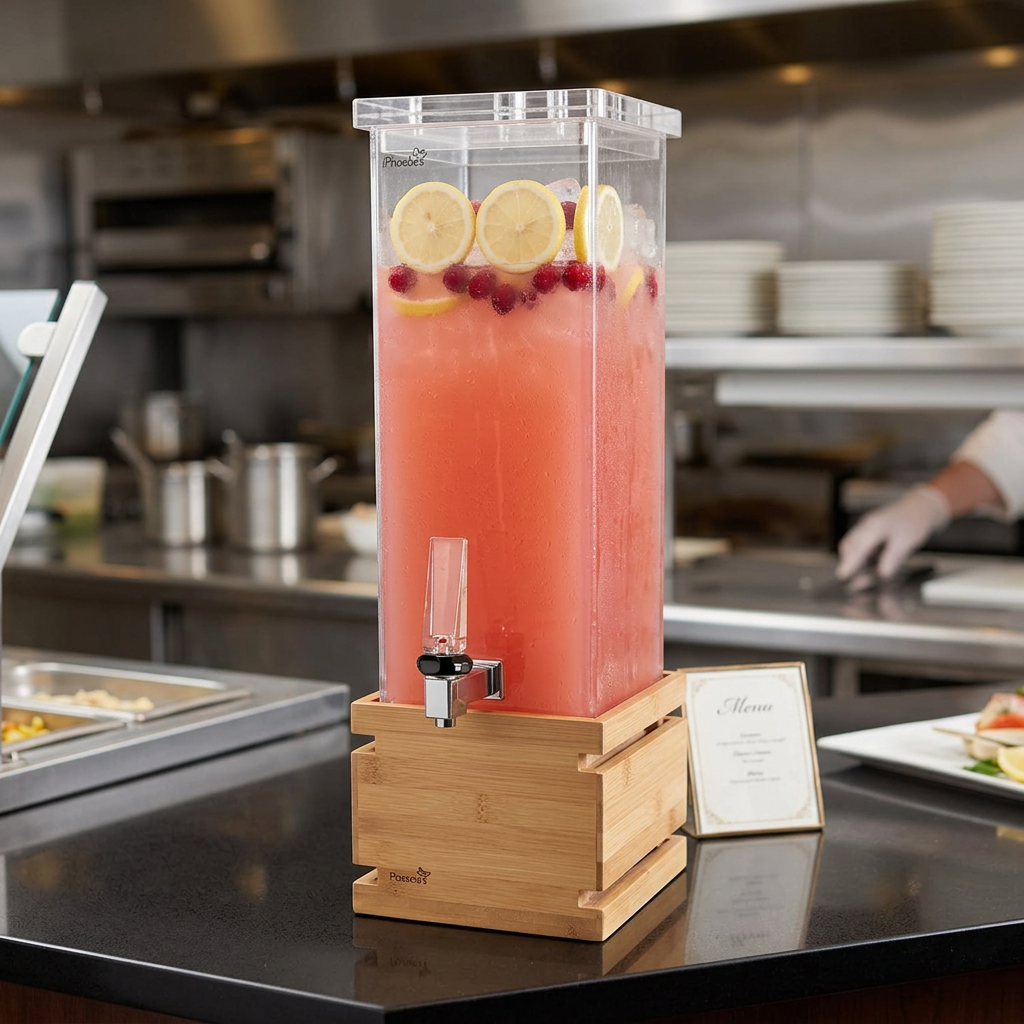 Dispensador de Bebidas Retangular 7.6 L com Base de Bambu