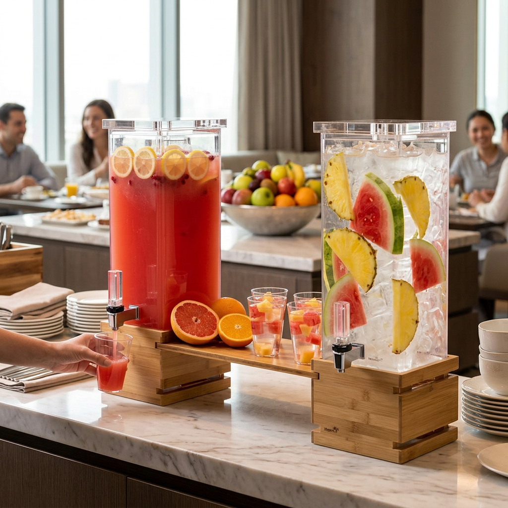 Dispensador de Bebidas Duplo Bambu 7.6L para Buffet e Catering