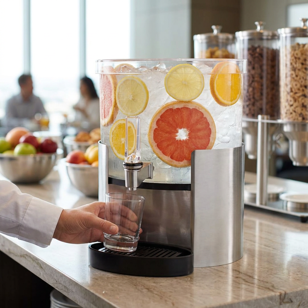 Dispensador de Bebidas Elíptico 7.6 L com Bandeja e Base Inox