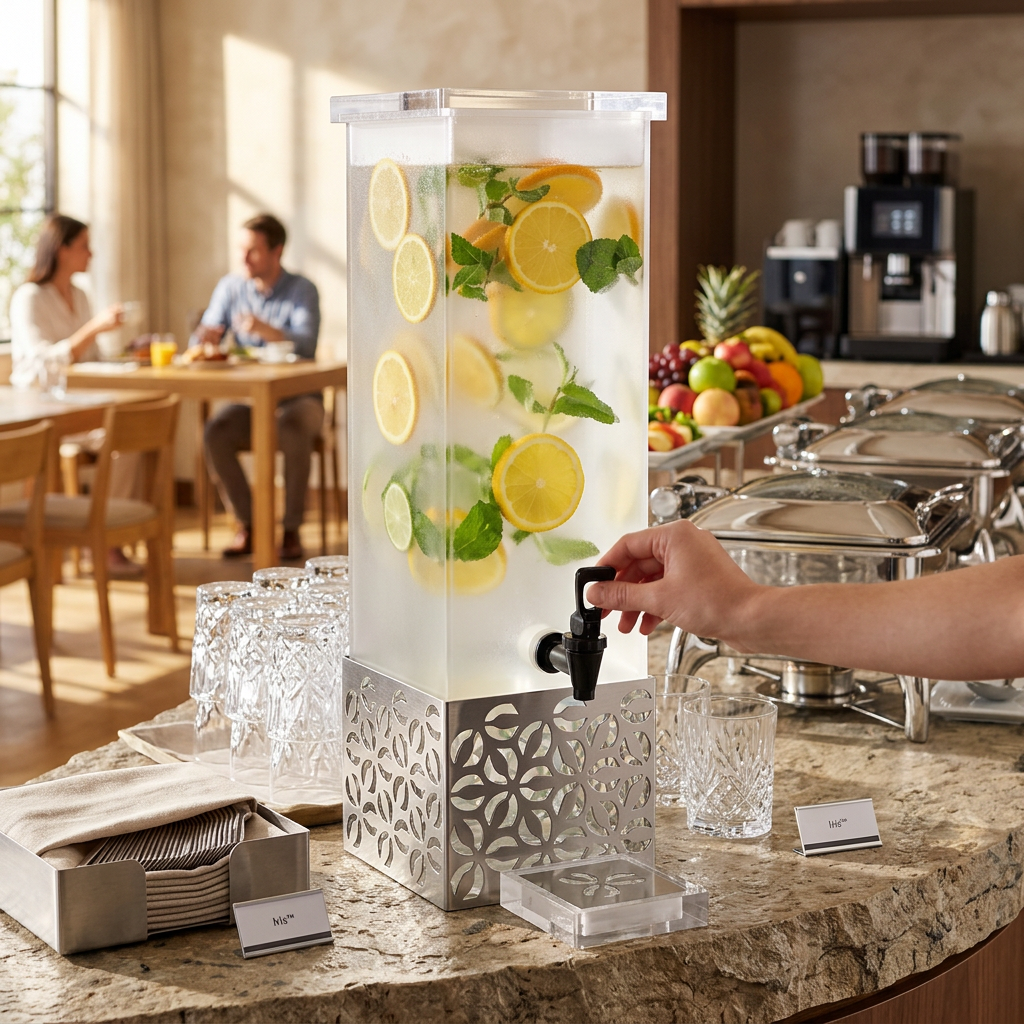 Dispensador de Bebidas Retangular, Aço Inoxidável, 7.6 L