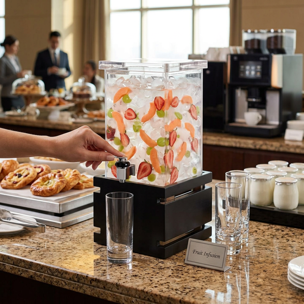 Dispensador de Bebidas 3.8 L com Base Bambu Preta Quadrada