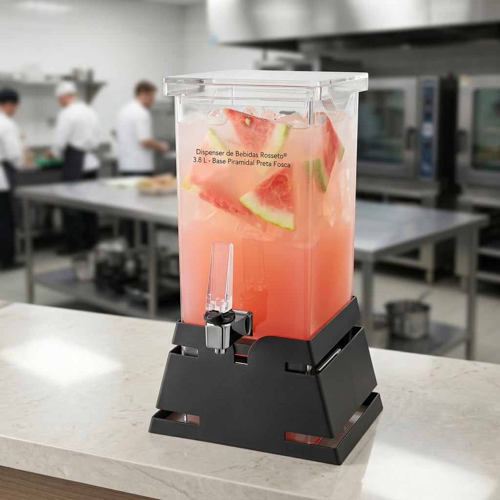 Dispensador Bebidas 3.8L, Base Piramidal Preta Fosca, Sem Contacto