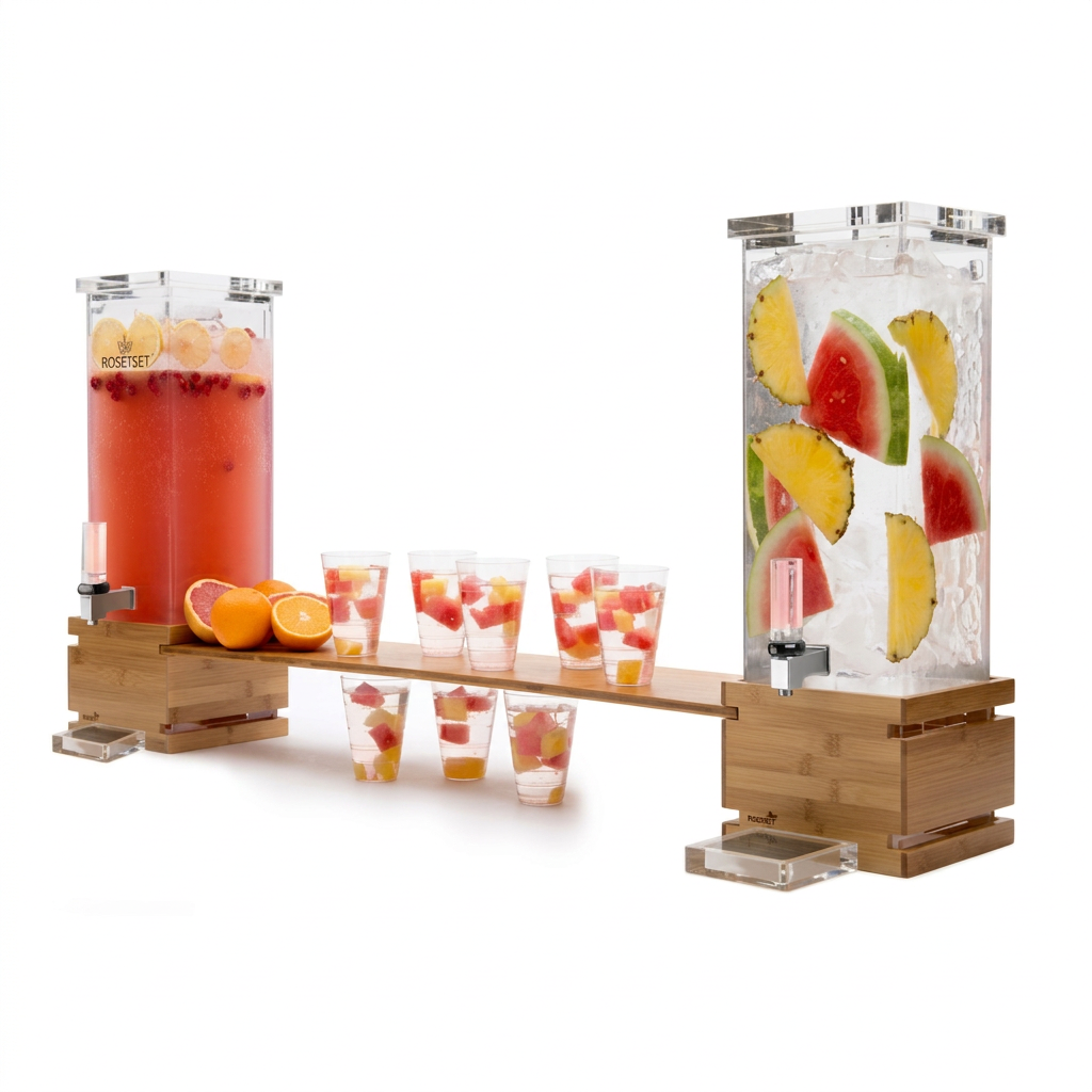Dispensador de Bebidas Retangular 7.6 L com Base de Bambu