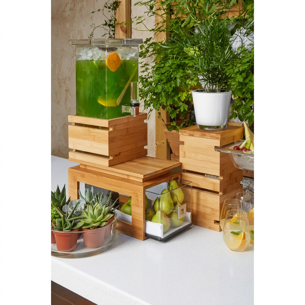 Dispensador de bebidas 15.1 L com base de bambu, sem contacto