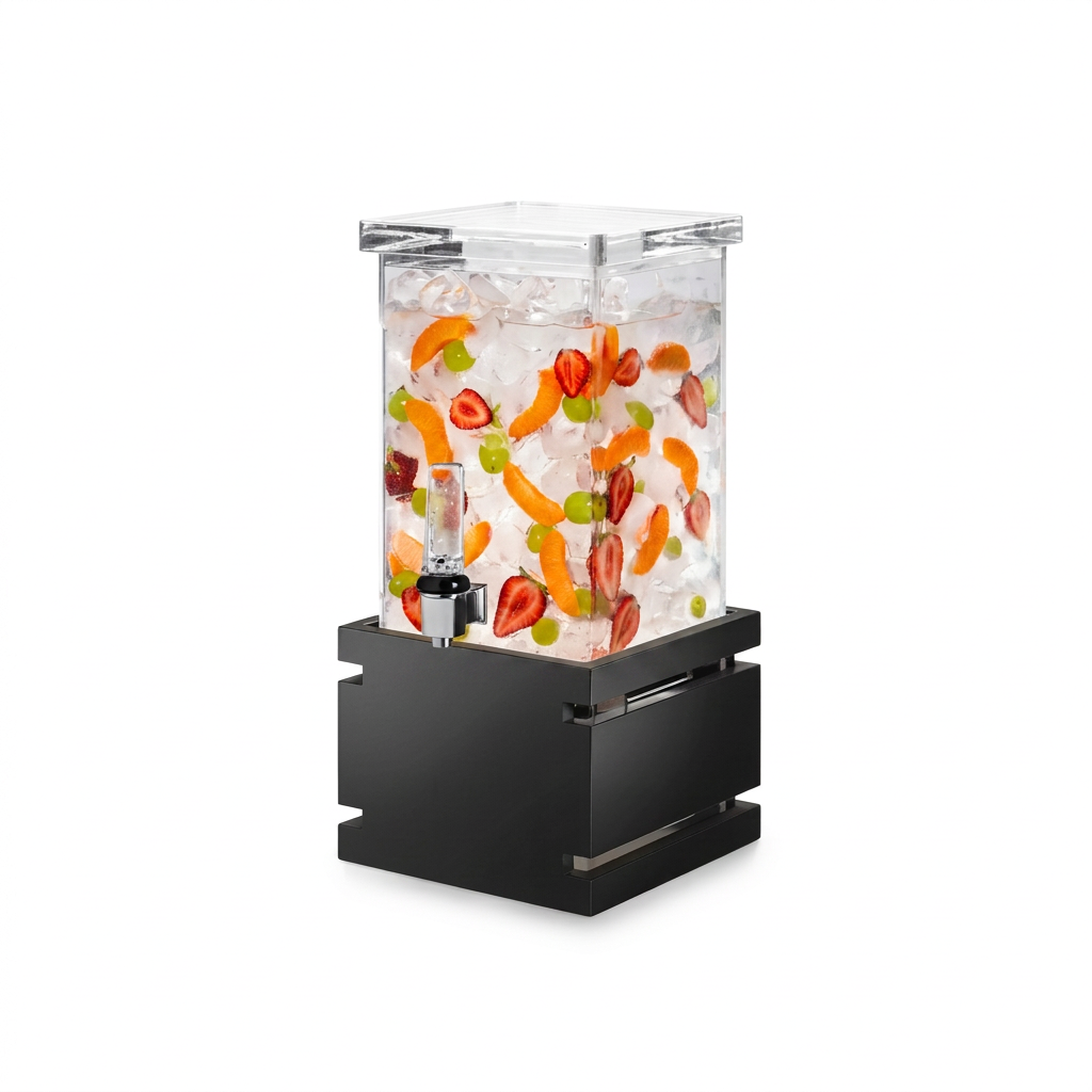 Dispensador de Bebidas 3.8 L com Base Bambu Preta Quadrada