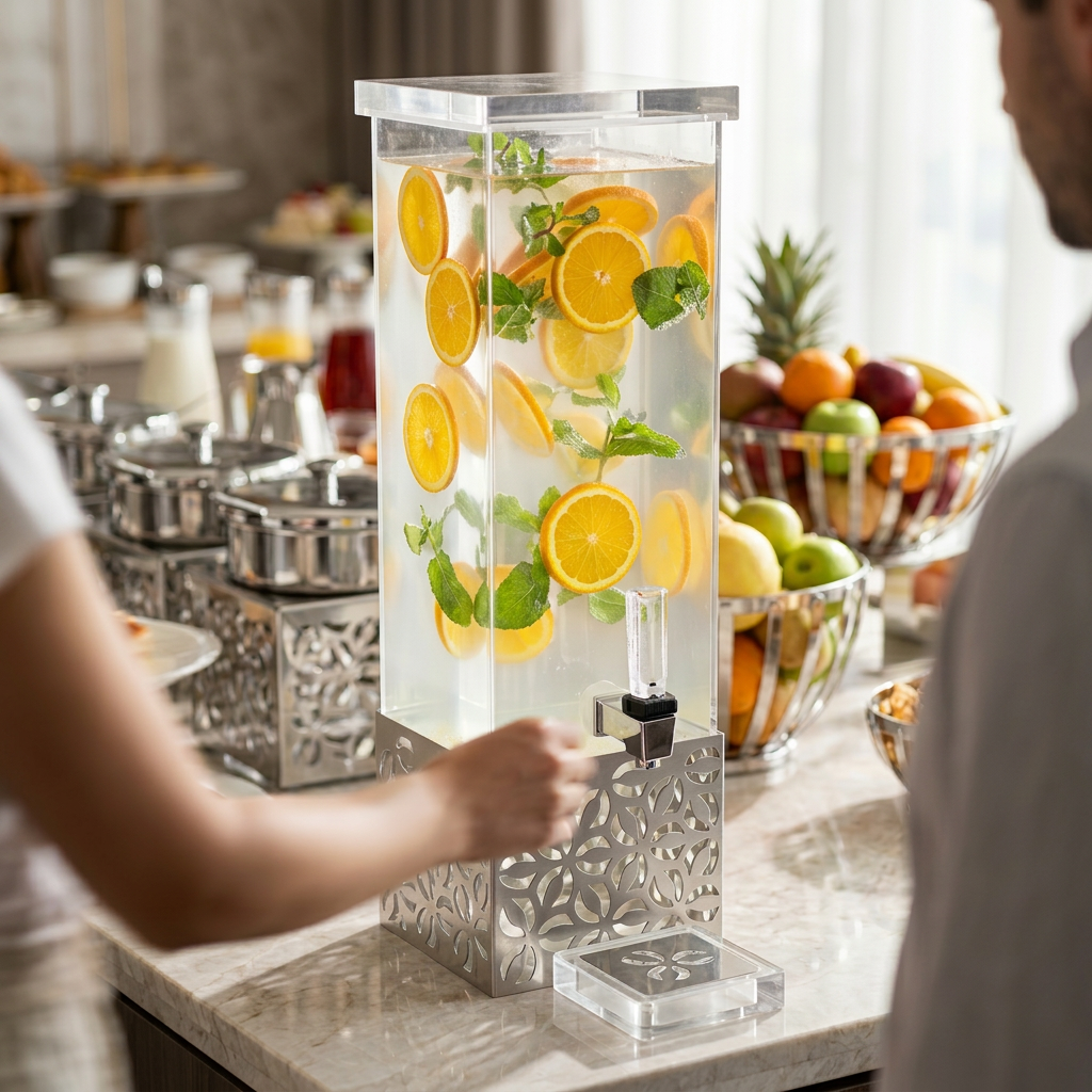 Dispensador de Bebidas Retangular, Aço Inoxidável, 7.6 L
