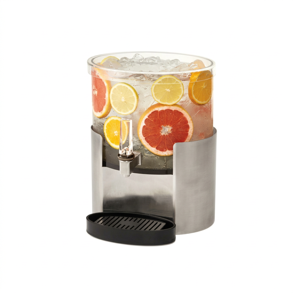 Dispensador de Bebidas Elíptico 7.6 L com Bandeja e Base Inox