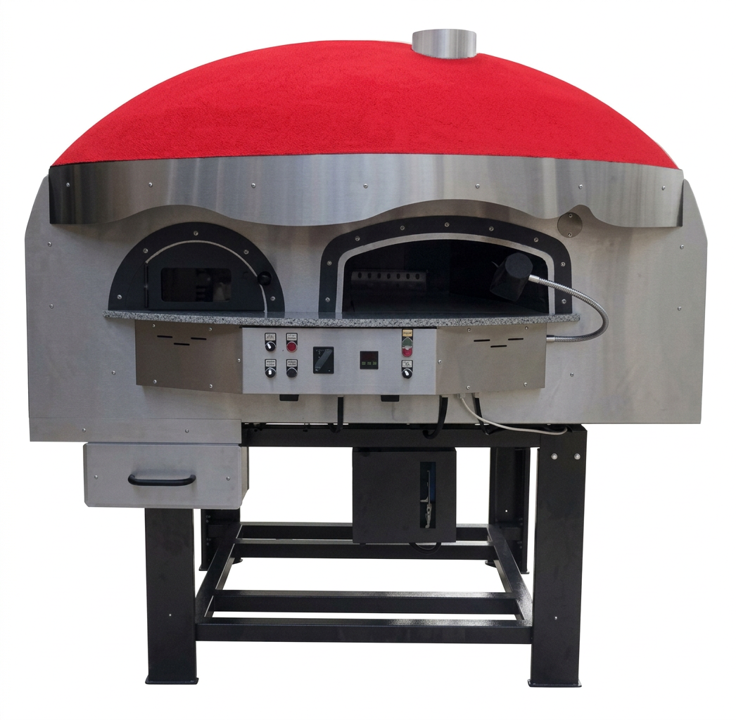 Forno Rotativo de Pizza a Gás/Lenha 135 Pizzas/h, 26 kW