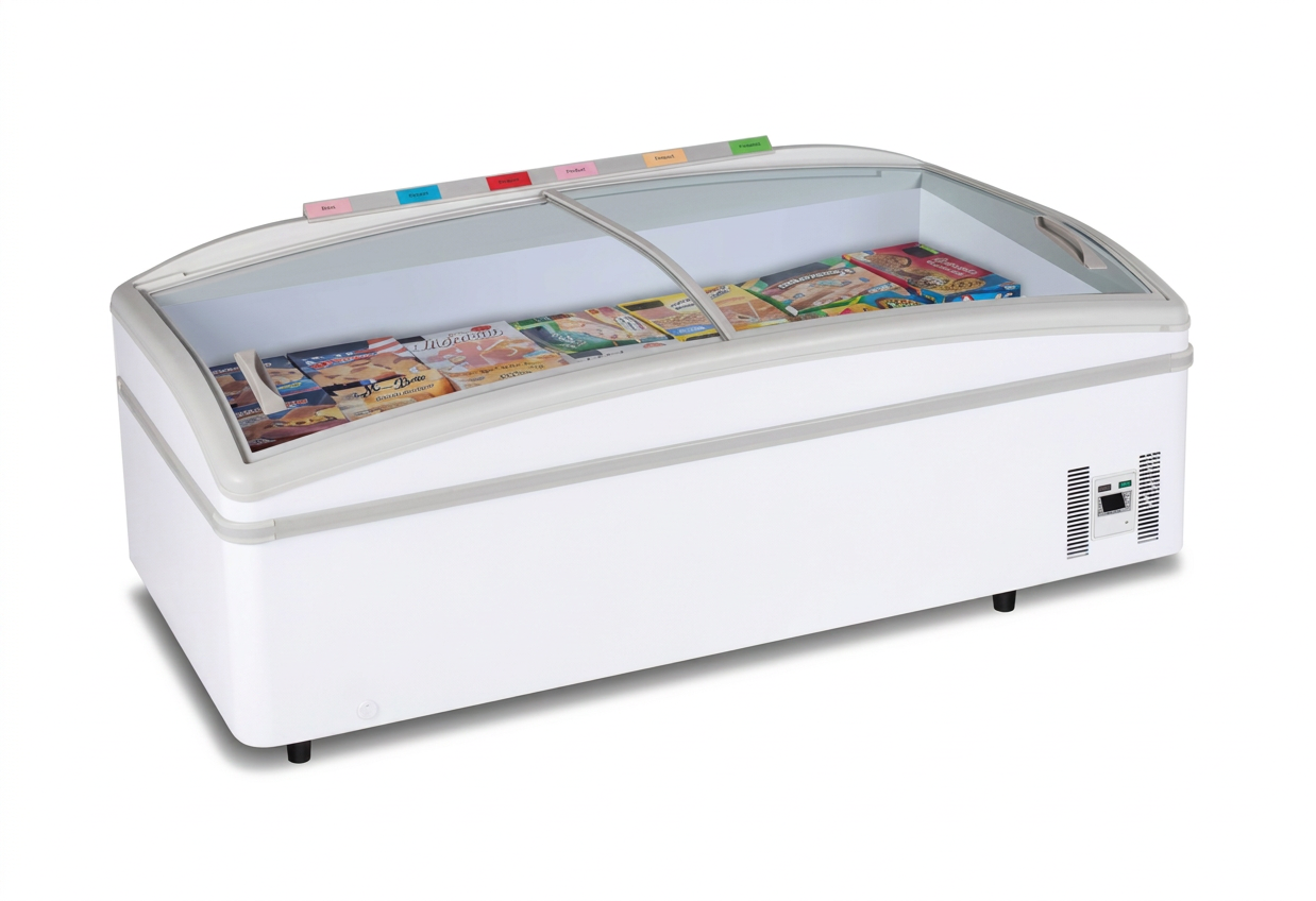 Expositor Congelador Horizontal Duas Tampas Descongelação Automática