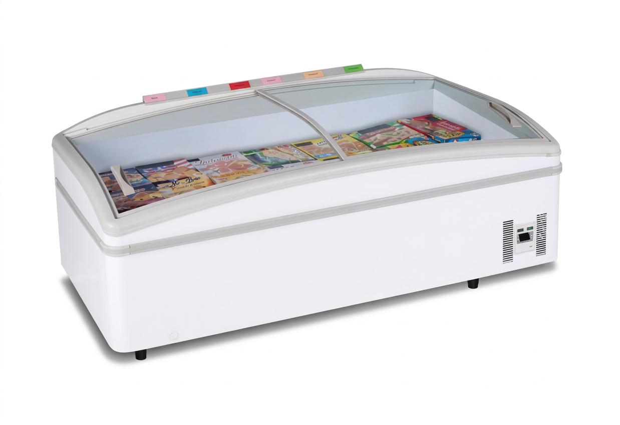 Expositor Congelador Horizontal Duas Tampas Descongelação Automática