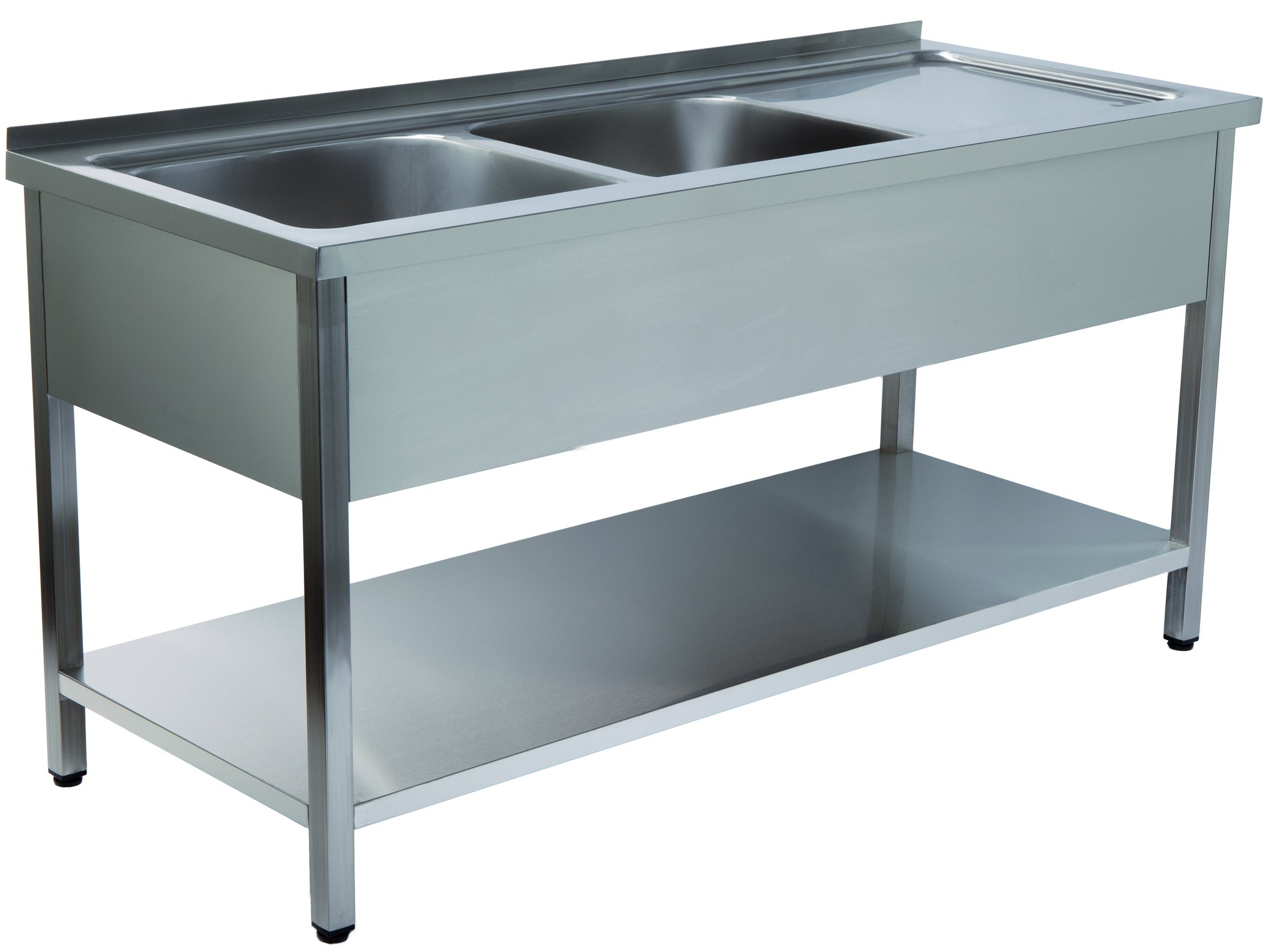 Lavadouro Profissional Inox Duplo Cuba 1400x600x850mm