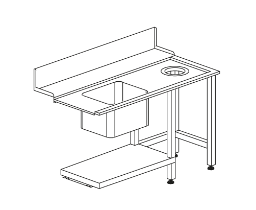Lavadouro Profissional Inox para Módulos HT 1500x730x860h mm