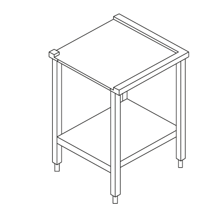 Mesa de Trabalho Angular Inox 590x590x850mm